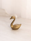 Small Brass Swan with Head Straight Figurine
