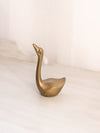 Small Brass Swan with Head Up Figurine