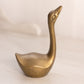 Small Brass Swan with Head Up Figurine