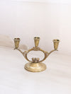 Small Brass Triple Candleholder Candelabra with Fancy Designs