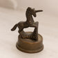 Small Brass Unicorn on Circular Base Figurine