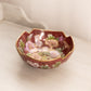 Small Burgundy Ceramic Bowl with Floral Designs