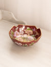 Small Burgundy Ceramic Bowl with Floral Designs