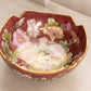Small Burgundy Ceramic Bowl with Floral Designs