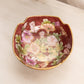 Small Burgundy Ceramic Bowl with Floral Designs