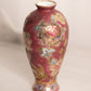 Small Burgundy Ceramic Vase with Floral Designs
