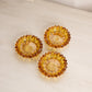 Small Circular Amber Glass Flower Dish