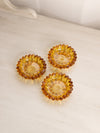 Small Circular Amber Glass Flower Dish