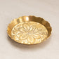 Small Circular Brass Detailed Edge Coaster with Floral Designs