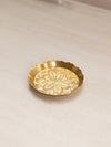 Small Circular Brass Detailed Edge Coaster with Floral Designs
