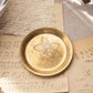 Small Circular Brass Dish or Coaster with Etched Flower
