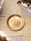 Small Circular Brass Dish or Coaster with Etched Flower