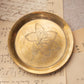 Small Circular Brass Dish or Coaster with Etched Flower