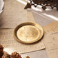 Small Circular Brass Dish or Coaster with Etched Flower