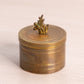 Small Circular Brass Stamp Dispenser with Fancy Finial