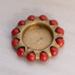 Small Circular Gold Tone Fisher Jewel Dish w/ Red Marbles