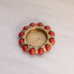 Small Circular Gold Tone Fisher Jewel Dish w/ Red Marbles