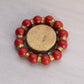 Small Circular Gold Tone Fisher Jewel Dish w/ Red Marbles