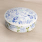 Vintage Small Circular White Ceramic Blue Floral Lidded Jar