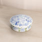 Vintage Small Circular White Ceramic Blue Floral Lidded Jar