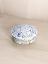 Vintage Small Circular White Ceramic Blue Floral Lidded Jar