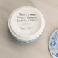 Vintage Small Circular White Ceramic Blue Floral Lidded Jar