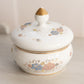 Small Circular White Texture Floral Ceramic Lidded Jar