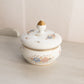 Small Circular White Texture Floral Ceramic Lidded Jar