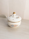 Small Circular White Texture Floral Ceramic Lidded Jar