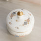 Small Circular White Texture Floral Ceramic Lidded Jar