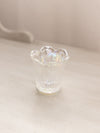 Small Clear Iridescent Glass Toothpick Holder with Circular Designs