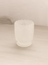 Small Clear Satin Glass Toothpick Holder with Floral Designs