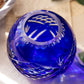 Small Cobalt Blue Cut to Clear Crystal Rose Bowl Vase