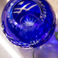 Small Cobalt Blue Cut to Clear Crystal Rose Bowl Vase