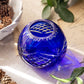 Small Cobalt Blue Cut to Clear Crystal Rose Bowl Vase
