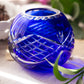 Small Cobalt Blue Cut to Clear Crystal Rose Bowl Vase