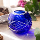Small Cobalt Blue Cut to Clear Crystal Rose Bowl Vase