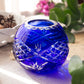 Small Cobalt Blue Cut to Clear Crystal Rose Bowl Vase