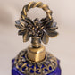 Small Cobalt Blue Glass Perfume Bottle with Gold Tone Details