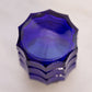 Small Cobalt Blue Glass Perfume Bottle with Gold Tone Details