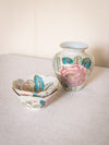 Small Ceramic Floral Vase Set with 2 Matching Bowls