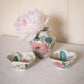 Small Ceramic Floral Vase Set with 2 Matching Bowls