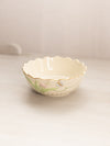 Small Cream Porcelain Bowl with Floral and Butterfly Designs