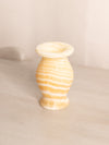 Small Cream Stone Vase with White Stripes