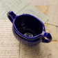 Small Dark Blue Ceramic Dark Blue Ribbed Handled Dish