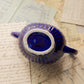 Small Dark Blue Ceramic Dark Blue Ribbed Handled Dish
