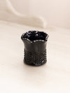 Small Dark Blue Purple Black Glass Toothpick Holder