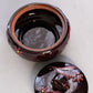 Small Dark Purple Lidded Floral Ceramic Lidded Dish
