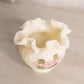 Small Fenton Cream Milk Glass Hand Painted Floral Ruffle Vase