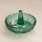 Small Fenton Dark Green Glass Ring Holder with Diamond Designs